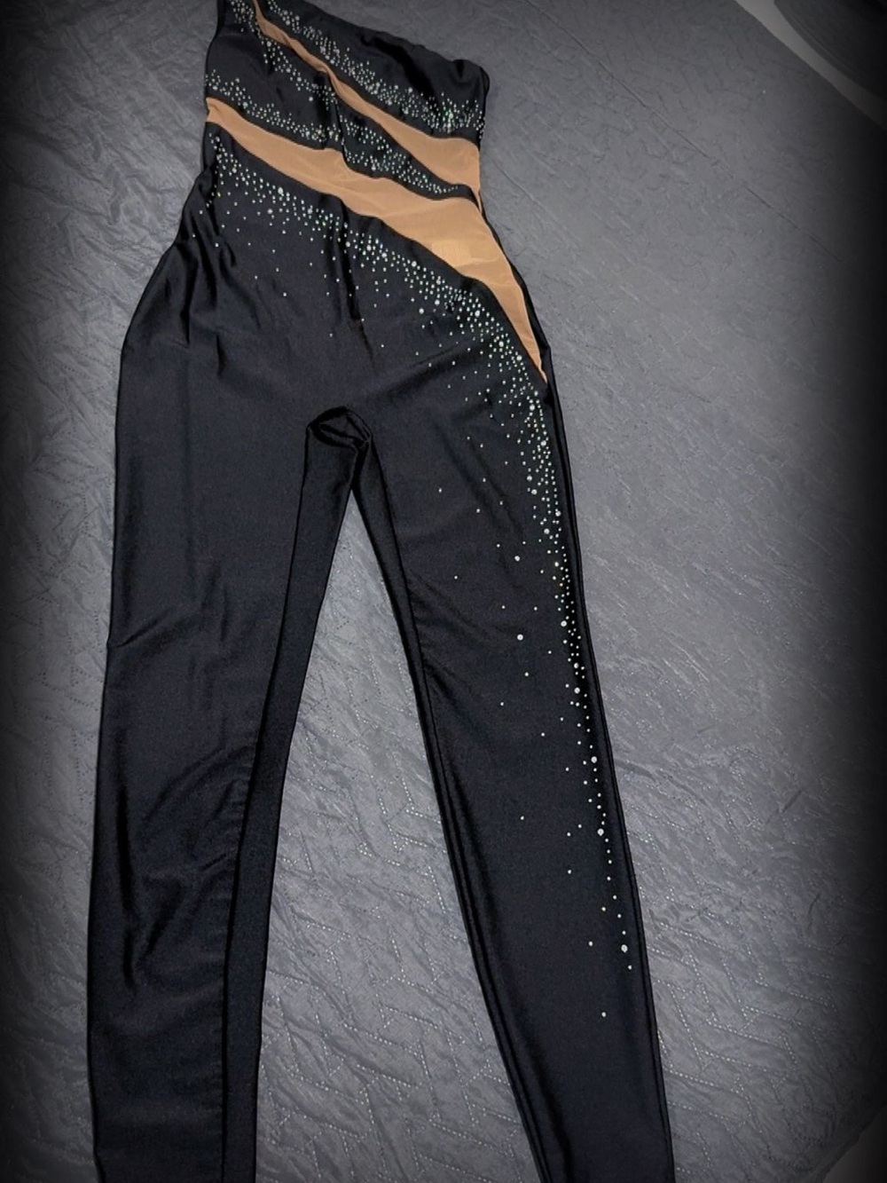 Black & Tan Women's Jumpsuit Pants with Rhinestone Accents